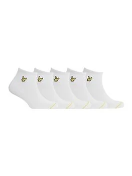 Image of Lyle & Scott 5 Pack Trainer Socks - White