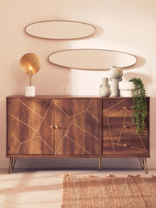 Image of Orsina Ample Storage Sideboard, Contemporary Design Industrial Sideboard Cabinet, Durable Kitchen Sideboard