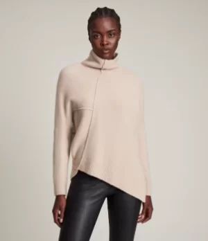 Image of AllSaints Womens Lock Roll Neck Jumper, Rose Pink, Size: M