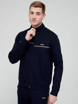 Image of BOSS Skaz 1 Tracksuit Jacket - Dark Blue , Dark Blue Size M Men