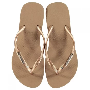 Image of Havaianas Crystal Logo Flip Flops - ROSE GOLD