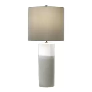 Image of Table Lamp White Gloss Matt Grey Textured Dark Grey Faux Silk Shade LED E27 60W