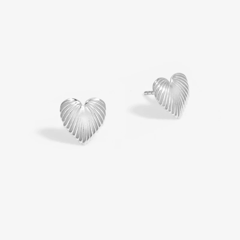 Image of Simply Silver Sterling Silver 925 Polished Ridge Heart Studs Jewellery Sets One Size Silver 42500311000
