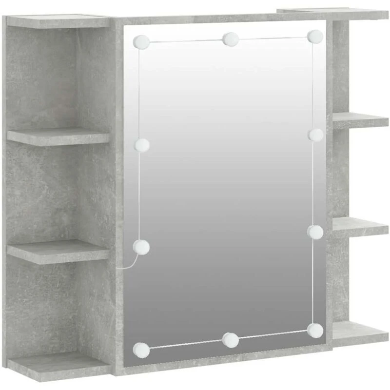 Image of vidaXL Mirror Cabinet with LED Concrete Grey 70x16.5x60 cm, Grey 808877