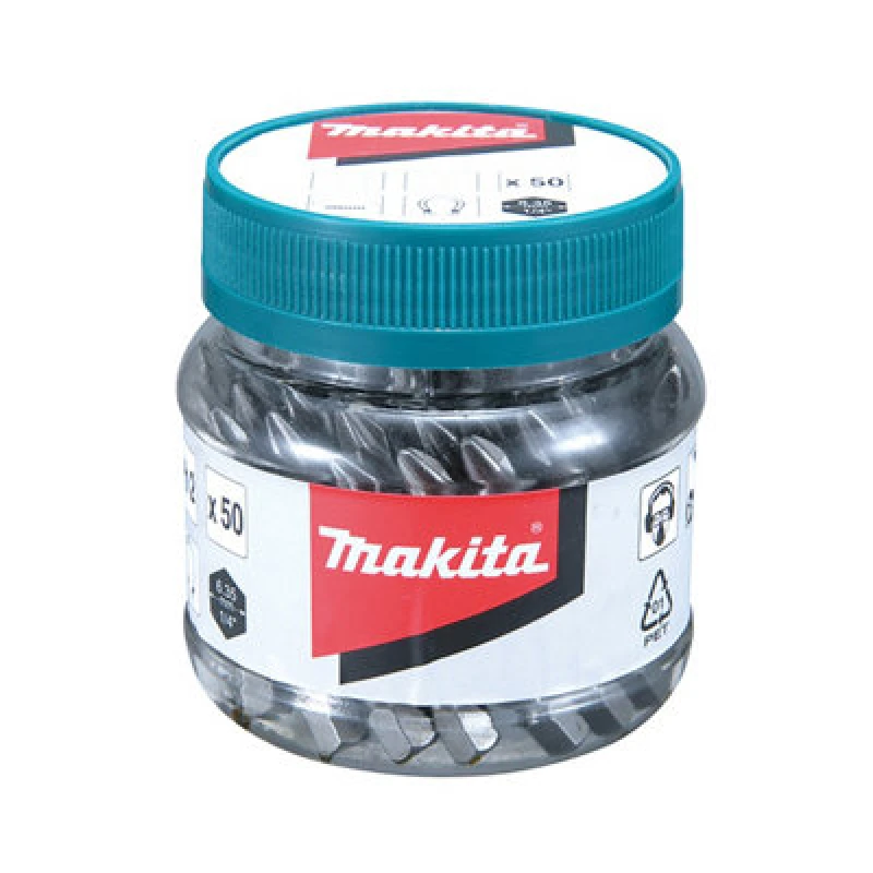 Image of Makita Makita B-26509 50 Piece PZ2 x 50mm Screwdriver Bits in Jar B-26509