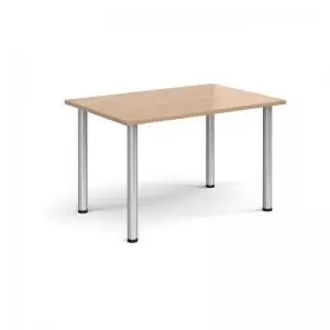 Image of Rectangular silver radial leg meeting table 1200mm x 800mm - beech