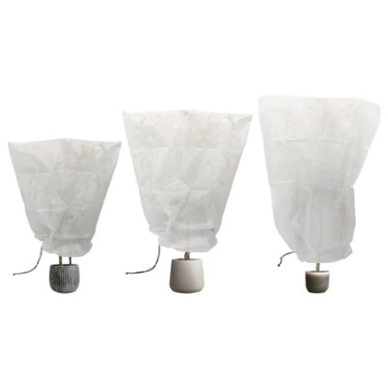 Image of Harbour Housewares Plant Fleece Frost Protection Cover Set With Drawstring - 3 Sizes - White - 3Pc