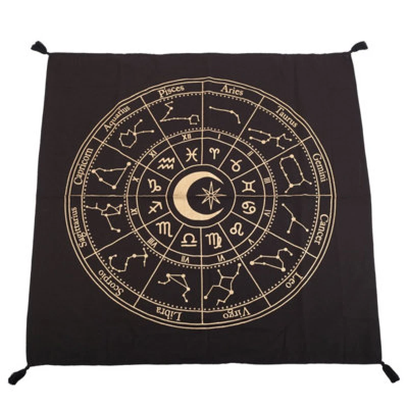 Image of Something Different Something Different Astrology Wheel Altar Cloth in Black One Size Unisex 5063574821384