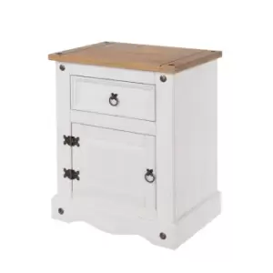 Image of Core Products Corona White 1 Door, 1 Drawer Bedside Cabinet