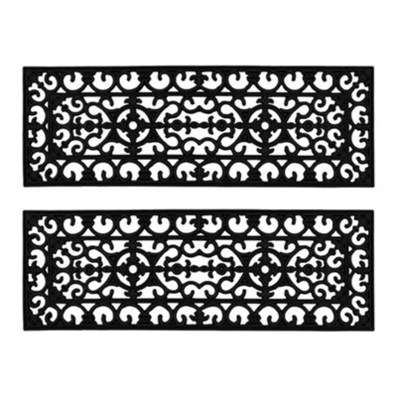 Image of Jvl Lexi Rubber Step Doormat, 25X75Cm, Set Of 2 01-120-2