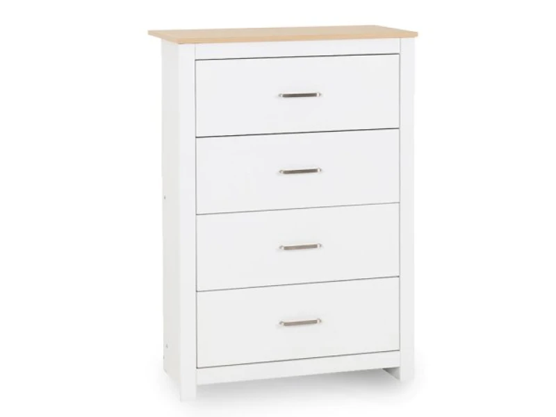 Image of Seconique Portland White and Oak 4 Drawer Chest of Drawers