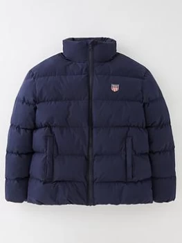 Image of Gant Boys Retro Shield Padded Coat - Blue Size Age: 15 Years