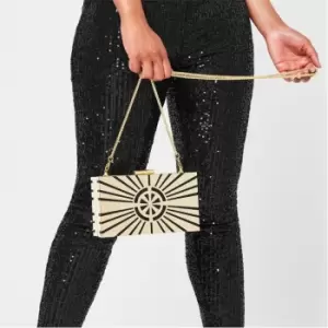 Image of Biba Julien Macdonald Logo Box Clutch Bag - Gold