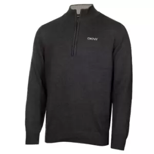 Image of DKNY Golf Chunky Knit Half Zip Top Mens - Grey
