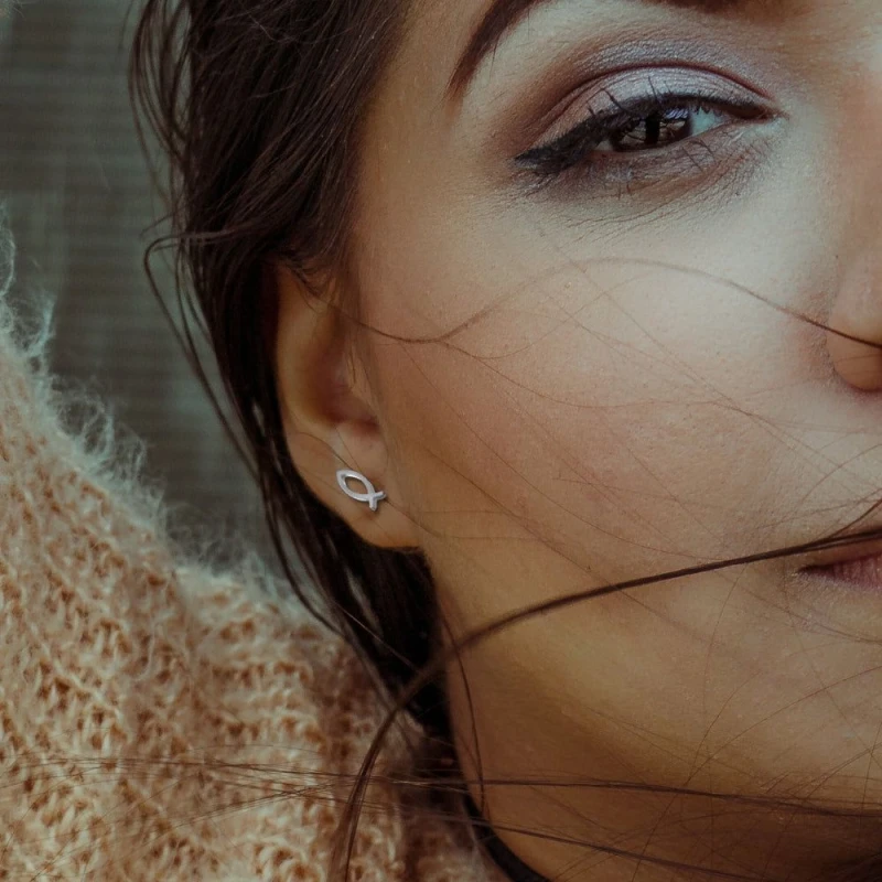 Image of Aye Do Christian Fish Stud Earrings 3973-NP-STDfish - Silver Silver 9cm