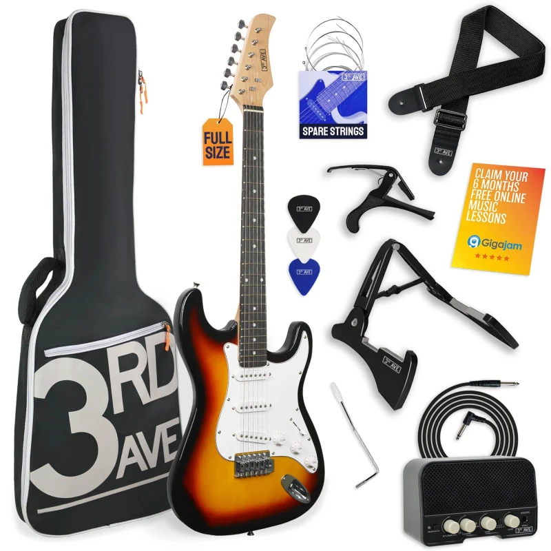 Image of 3rd Avenue Full Size Electric Guitar Pack with Amp Sunburst unisex Full Size