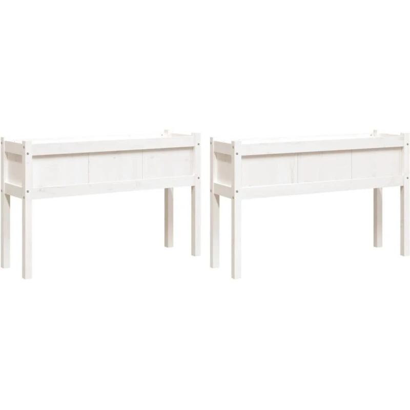 Image of vidaXL Garden Planters 2 pcs w/ Legs White Solid Wood Pine, White 837567