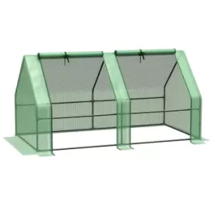 Image of Outsunny Mini Small Greenhouse w/ Steel Frame, PE Cover and Zippered Window 180 x 90 x 90 cm