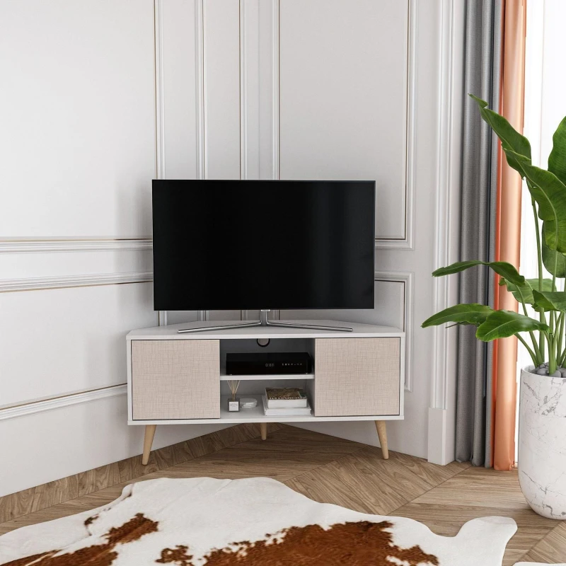 Image of Decorotika Lesson Corner TV Stand Multimedia Centre for TVs up to 55" Light Beige