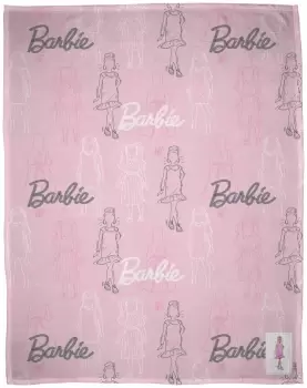 Image of Barbie Figures Kids Printed Fleece Throw - Pink - 150X100cm