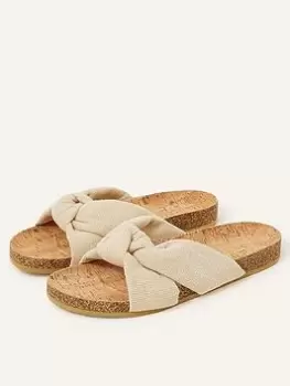 Image of Accessorize Knotted Footbed Sandals, Beige, Size 40, Women