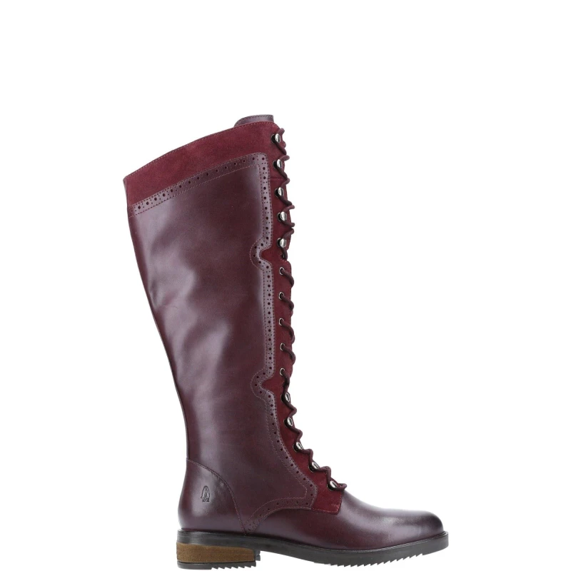 Image of Hush Puppies Womens Rudy Tall Lace Up Zip Knee High Boots - UK 7 Red female ES3515BUR7