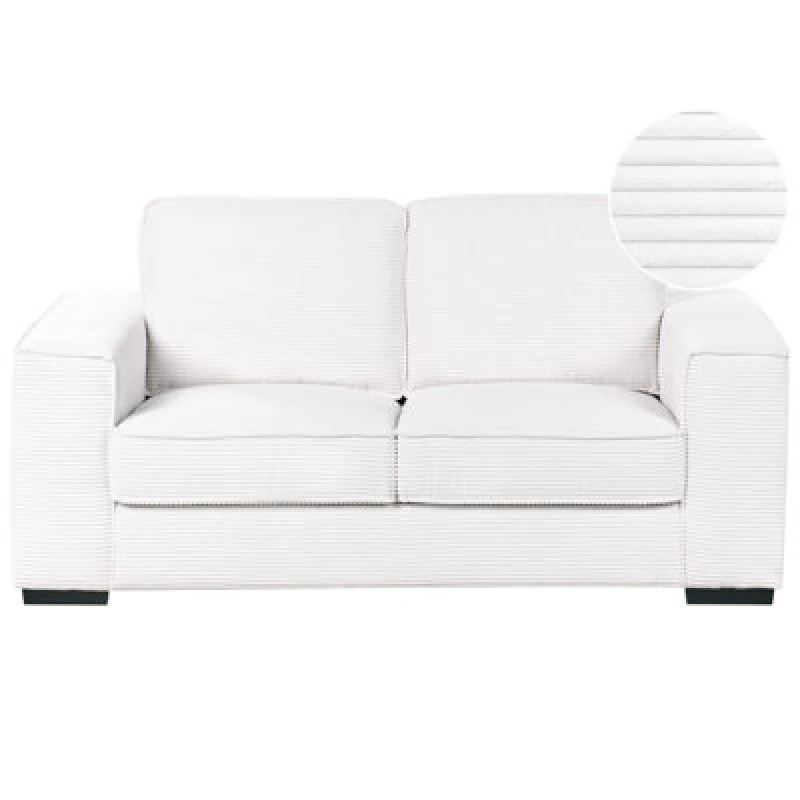 Image of Beliani 2 Seater Vikran Corduroy White