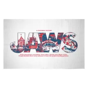 Image of Jaws Text Illustration Woven Rug - Small