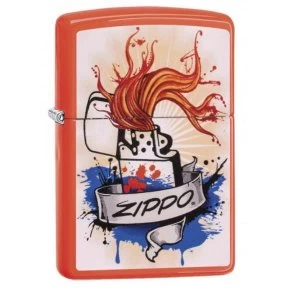 Image of Zippo Splash Neon Orange Finish Windproof Lighter