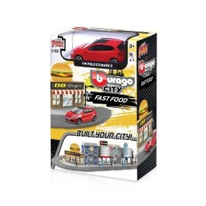 Image of 1:43 Street Fire Bburago City Fast Food Diecast Model (Includes 1 Car)