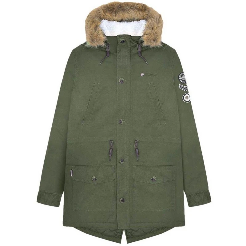 Image of Lambretta Lambretta Men Sherpa Lined Parka in Green Size: Medium Green M Male 5063806707288