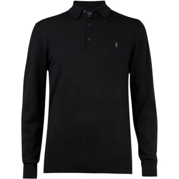 Image of AllSaints Mode Merino Ls Polo - Black