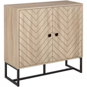 Image of HOMCOM Embossed Arrow Storage Cabinet w/ Adjustable Shelf Metal Frame Handles