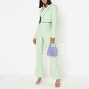 Image of Missguided Petite Flared Tailored Trousers - Green