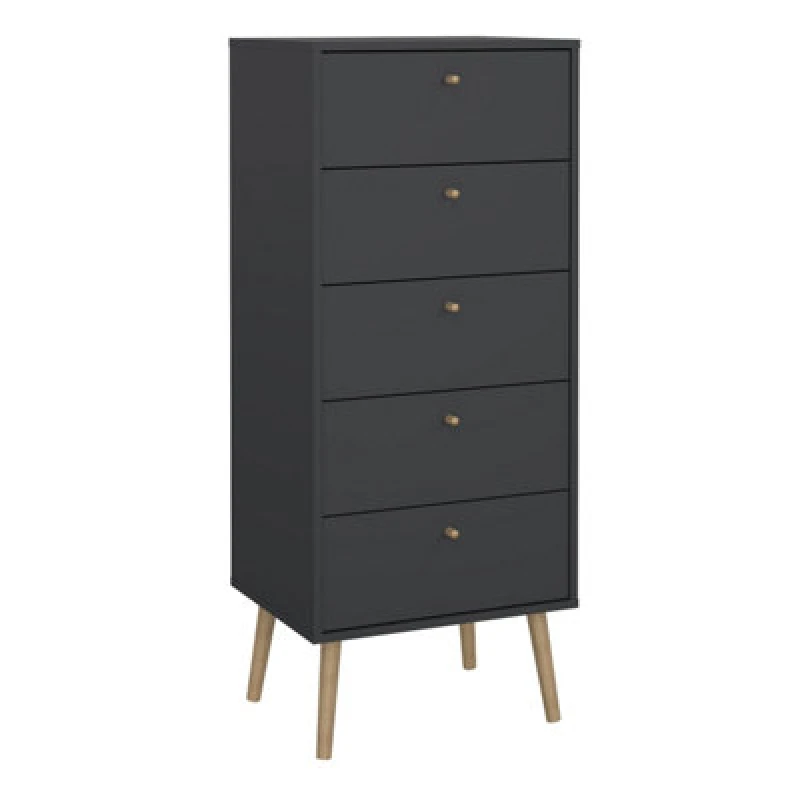 Image of Furniture To Go Cumbria Narrow Chest With 5 Drawers (Black)