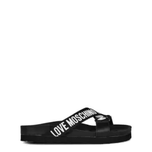 Image of LOVE MOSCHINO Logo Cross Sliders - Black
