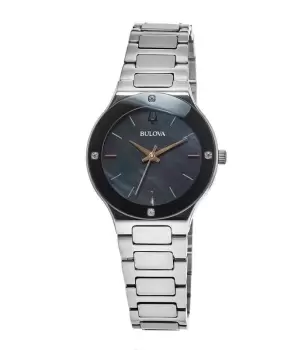 Image of Bulova Millennia Black Mother of Pearl Dial Stainless Steel Womens Watch 96R231 96R231