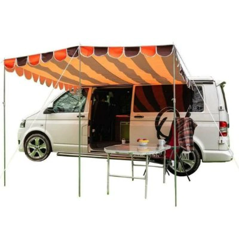 Image of OLPRO Black Friday Pre-Loved Retro Campervan Shade Canopy - Orange & Brown Lightly Used 1228844 OS103R Black/Brown/Orange