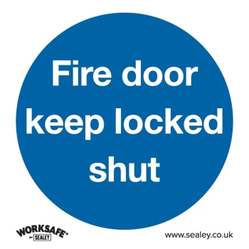 Image of Safety Sign - Fire Door Keep Locked Shut - Self-Adhesive