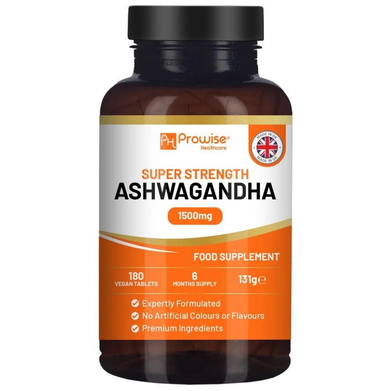 Image of Prowise Healthcare Ashwagandha 1500mg 180 Vegan Tablets - 6 Months' Supply - Pure High Strength Ashwagandha Root Extract None unisex