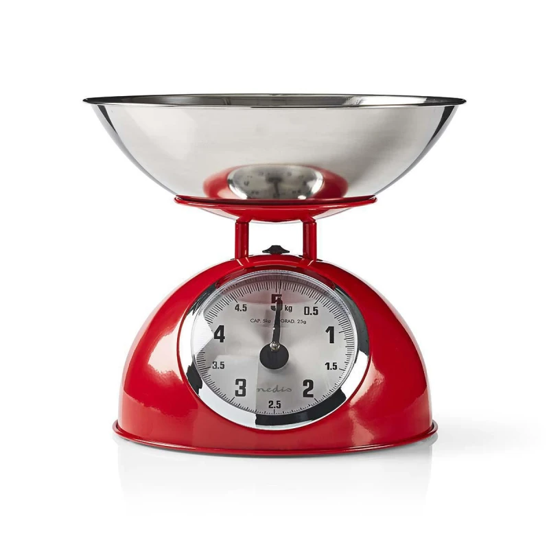 Image of Nedis Retro Traditional Vintage Metal Mechanical Weight Baking 5kg Kitchen Scale Red A-CAB197248 Mechanical Scale