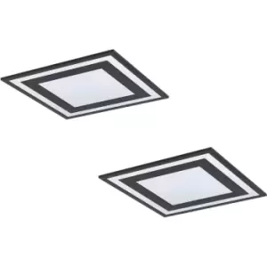 Image of 2 PACK Wall / Ceiling Light Black Modern 450mm Square Slim Panel 24W LED
