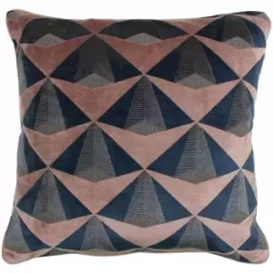 Image of Paoletti Leveque Jacquard Velvet Cushion Cover (50cm x 50cm) (Blush/Navy) - Blush/Navy