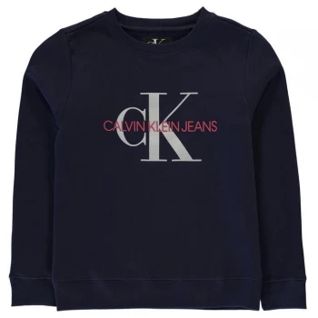 Image of Calvin Klein Junior Boys Monogram Terry Sweatshirt - Peacoat