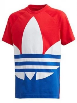 Image of adidas Originals Childrens Big Trefoil T-Shirt - Red, Size 4-5 Years, Women