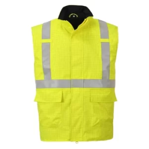 Image of Biz Flame Hi Vis Flame Resistant Rain Bodywarmer Yellow L