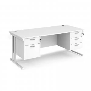 Image of Maestro 25 WL Straight Desk With 2 and 3 Drawer Pedestals 1800mm - whi