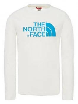 Image of Boys, The North Face The North Face Boys Easy Long Sleeve T-Shirt, White, Size L, 13-14 Years