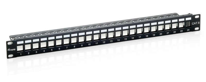 Image of Equip 24-Port Keystone Cat.6 Shielded Patch Panel. Black