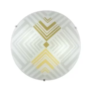 Image of Fan Europe SEVENTY 3 Light Patterned Glass Flush Ceiling Light White 40cm